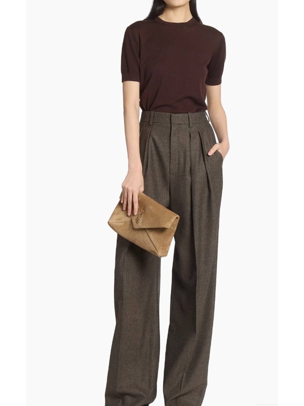 Saint Laurent Cassandre Large Envelope Pouch in Suede - Picture 3 of 15